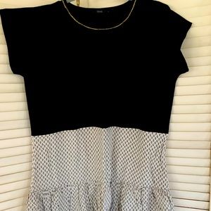 THML short sleeve blouse black with beige/dotted bottom, women’s size large